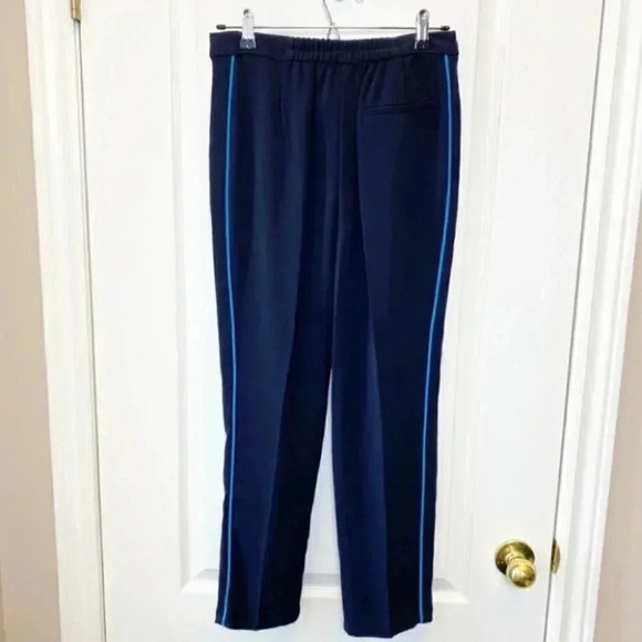 Topshop Trousers Relaxed Fit Pleated Pants Navy Blue Side Stripe Size 4 NWOT - Picture 4 of 13